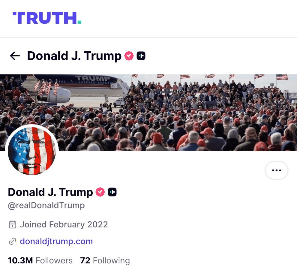Le réseau Truth Social, c'est avant tout la tribune du président Américain Donald Trump (10,3 millions d'abonnés)