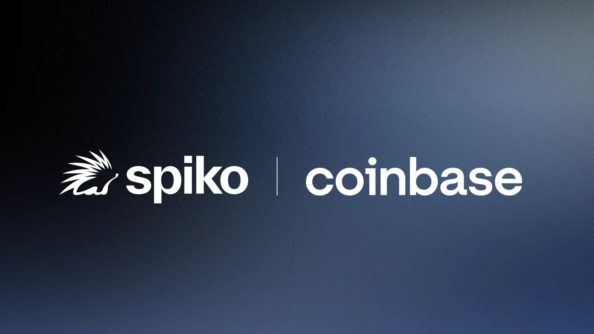 Logos de Spiko et de Coinbase côte à côte sur un fond bleu nuit.